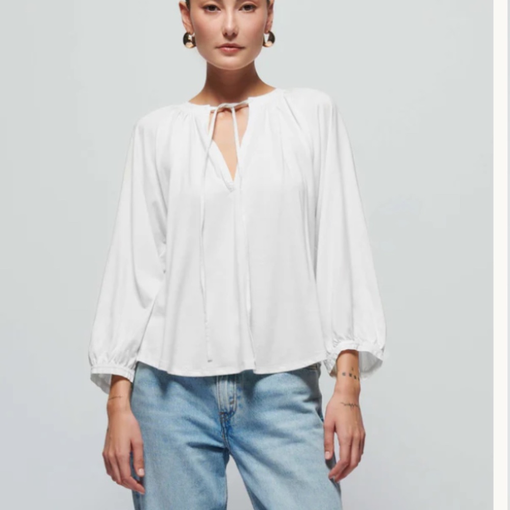 Nation LA Brylee Top  Pima Cotton White Sz Med
